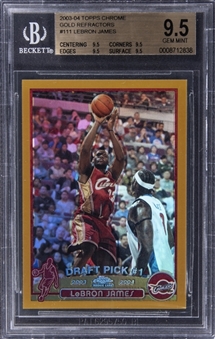 2003-04 Topps Chrome Gold Refractors #111 LeBron James Rookie Card (#24/50) – True Gem Example – BGS GEM MINT 9.5